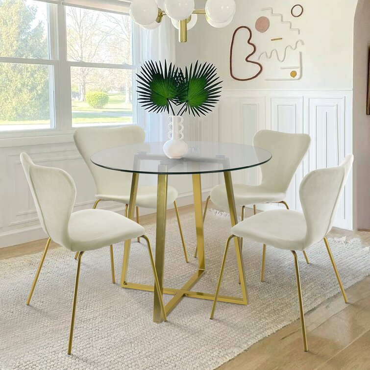 Glass dining room discount set for 4